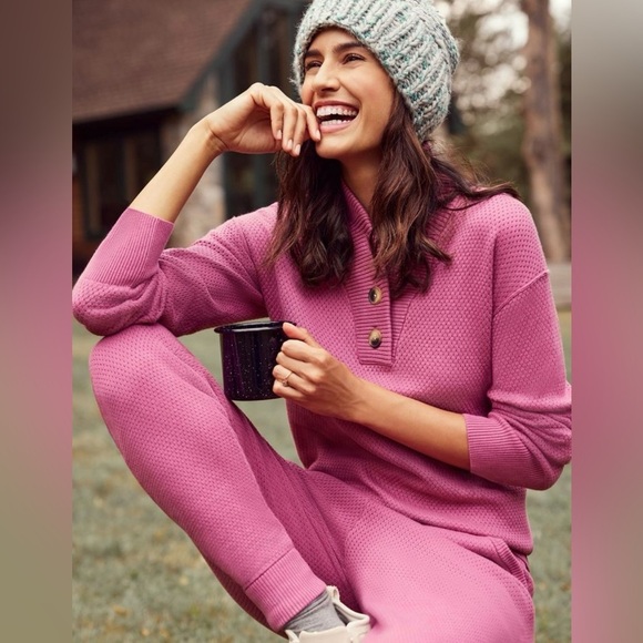 Tommy John Lounge 2 PC SET Joggers + Sweatshirt S NWT $236.00 Rose Sweater KNIT - Picture 1 of 11